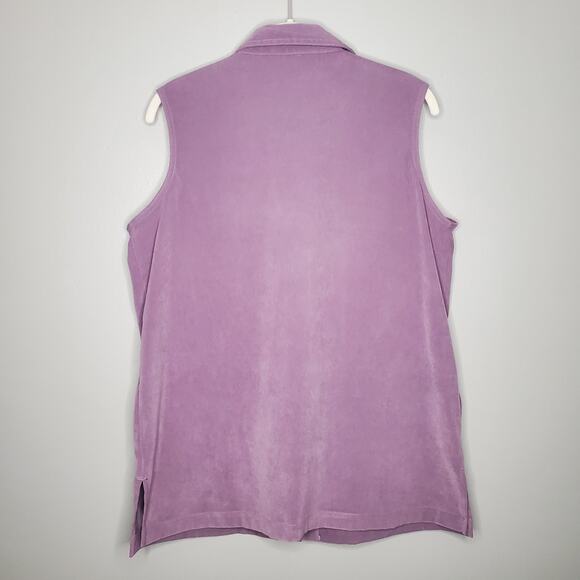Denim & Co purple vest size S soft corduroy lavender button front sleeveless - Picture 3 of 11